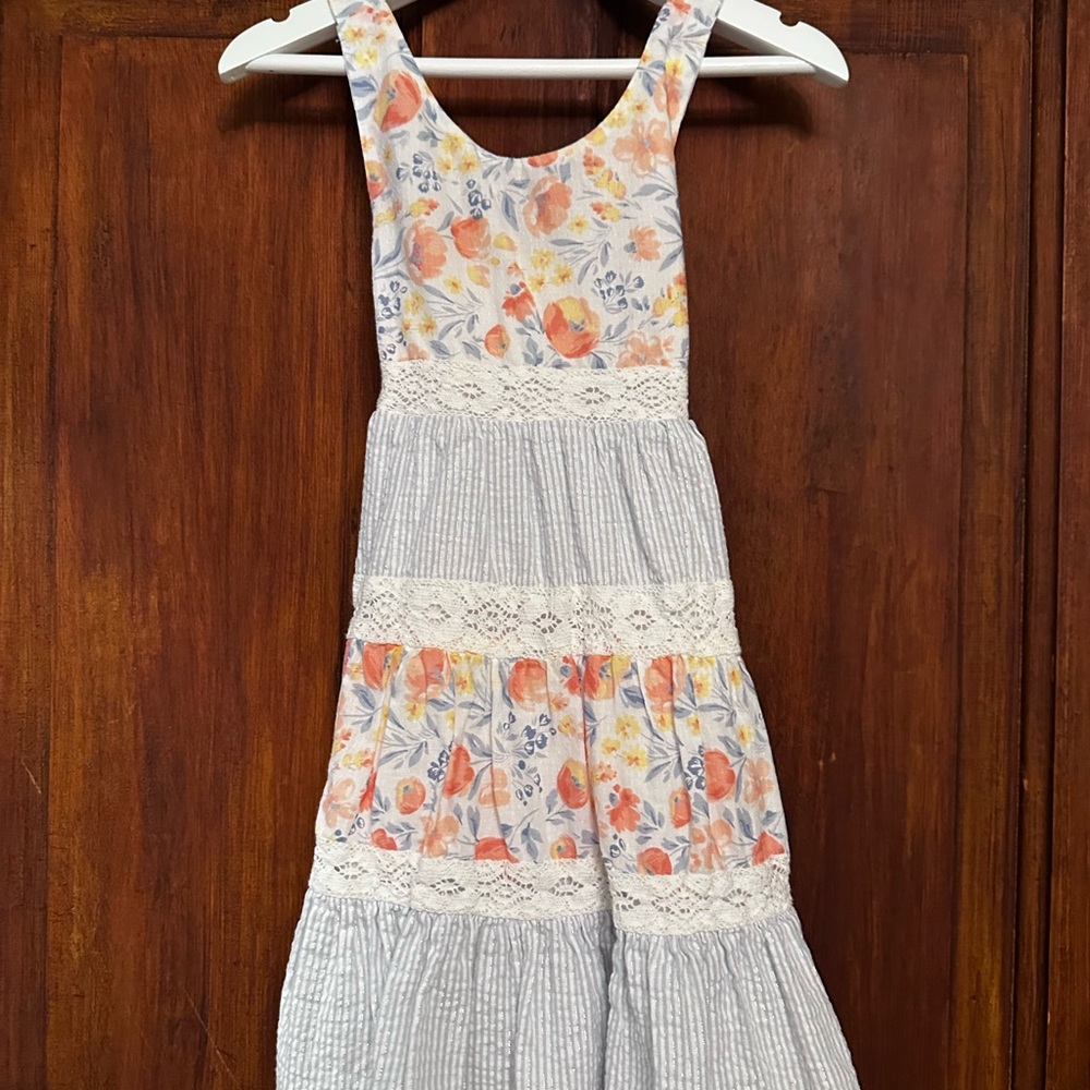 Tommy Bahama Blue and Orange Tiered Sundress